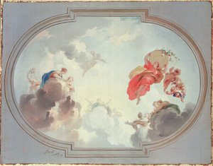 Et takdesign som viser Apotheosis of Flora, 1700-tallet